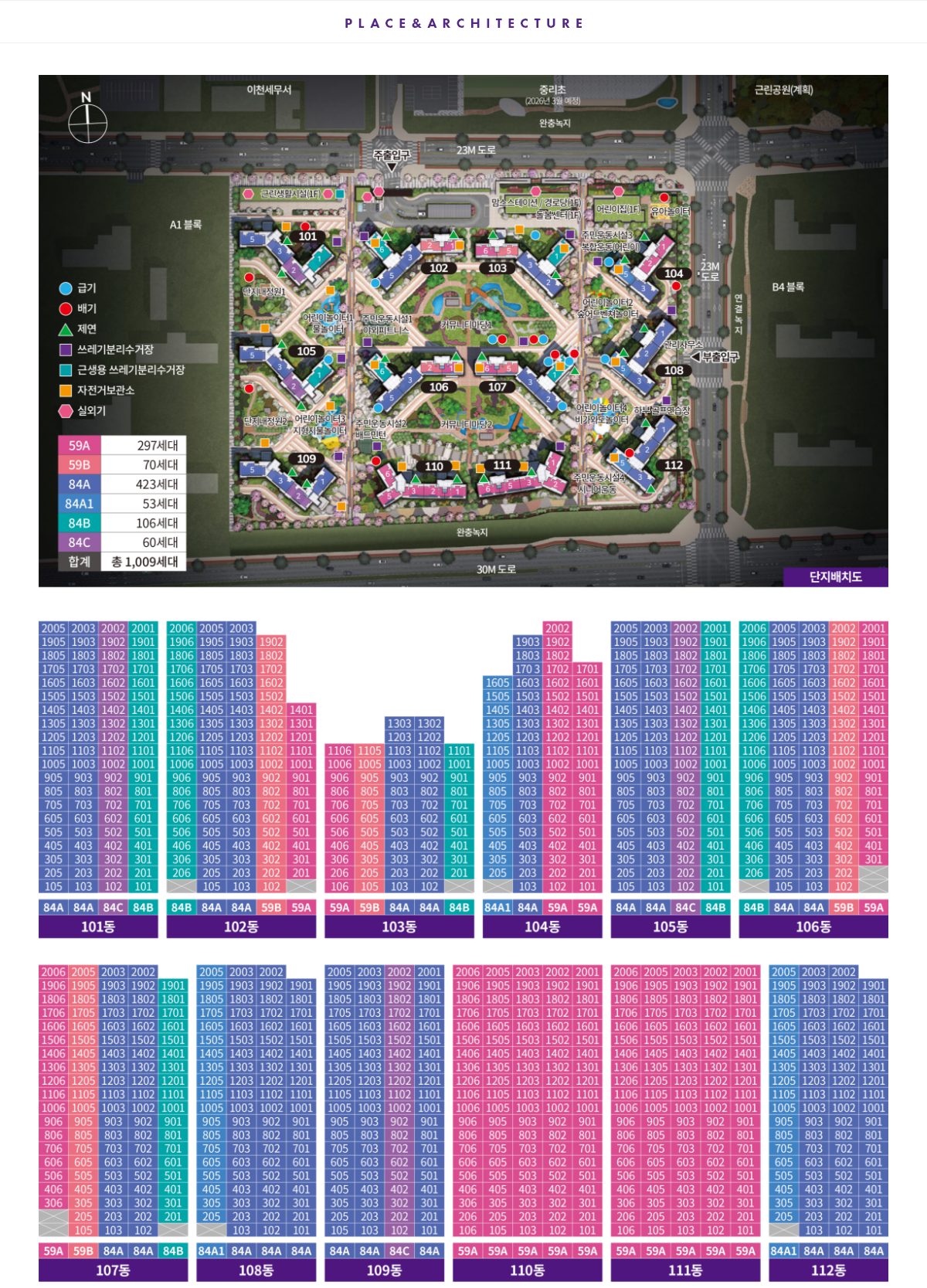 이천금성백조예미지 단지배치도